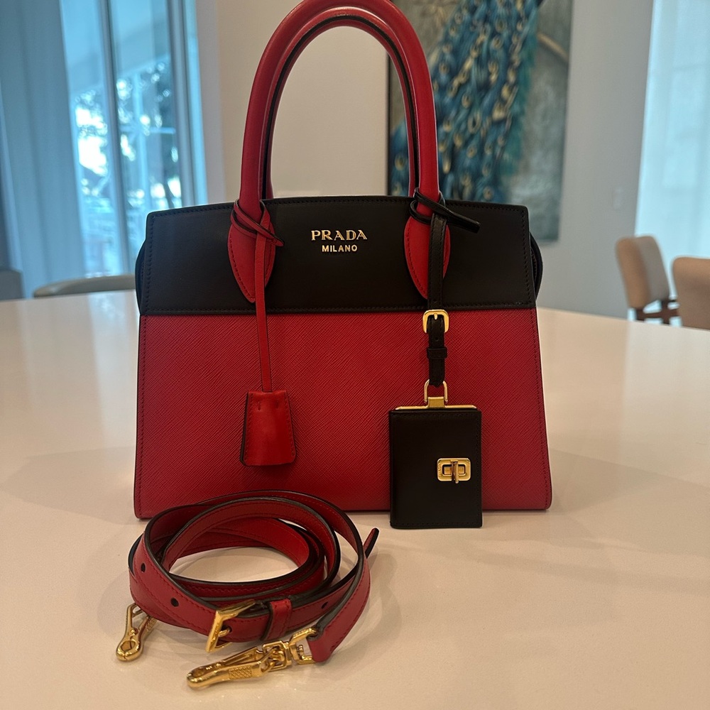 Prada Red and Black Handbag
